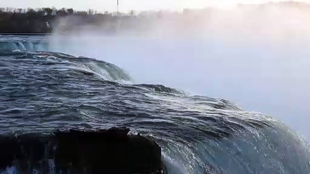The Niagara Falls In A Close-up Video