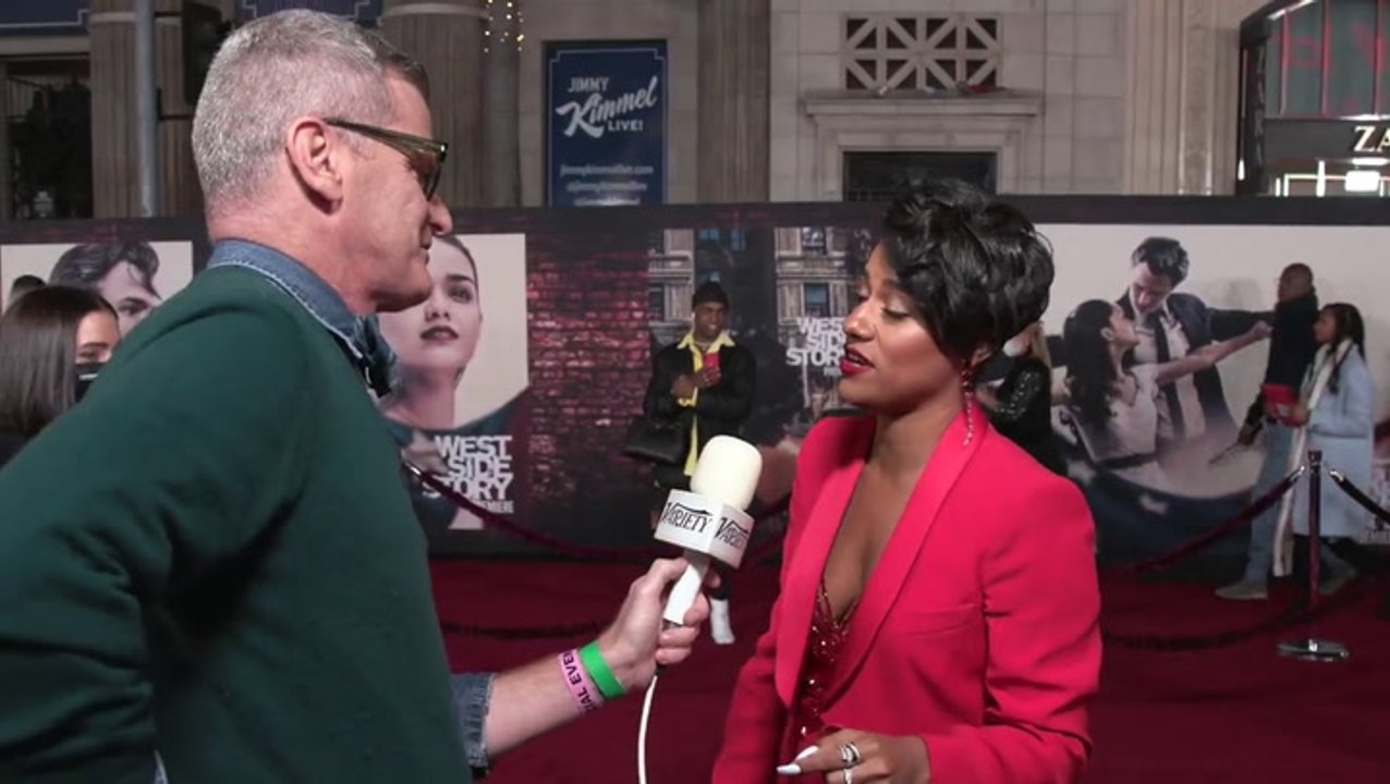 Ariana DeBose and Steven Spielberg on the 'West Side Story' Red Carpet