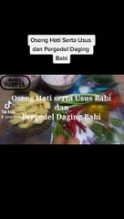Oseng Hati serta Usus Babi dan Pergedel Daging Babi ( stir-fried liver and pork intestine and pork mince )