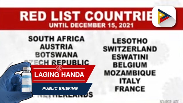 Panibagong listahan ng IATF kaugnay ng mga red list countries na kinokonsiderang high risk sa Omicron variant
