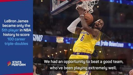LeBron 'frustrated' despite 100th career triple-double