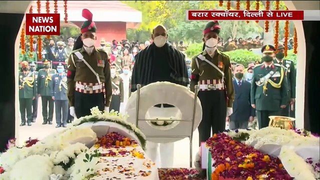 Defense Minister Rajnath Singh pays tribute to CDS Bipin Rawat