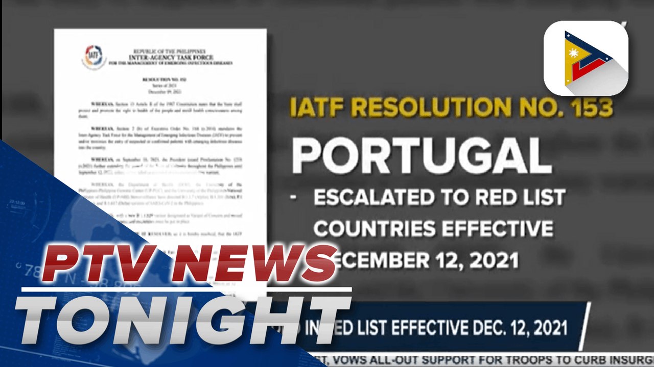 Portugal included in ‘Red List’ effective Dec. 12, 2021; Other IATF policies released | via Mela Lesmoras