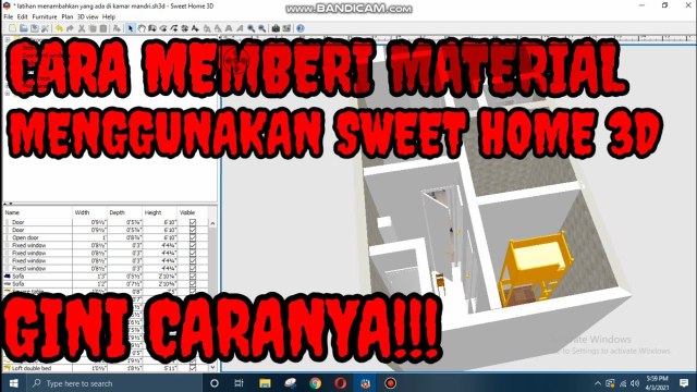 Cara Memberi Material Menggunakan Sweet Home 3D