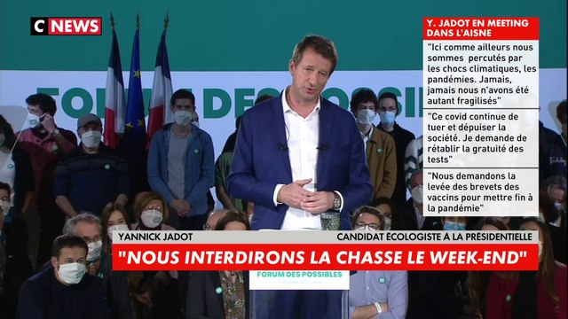 Yannick Jadot :«Nous interdirons la chasse le week-end et les vacances scolaires»
