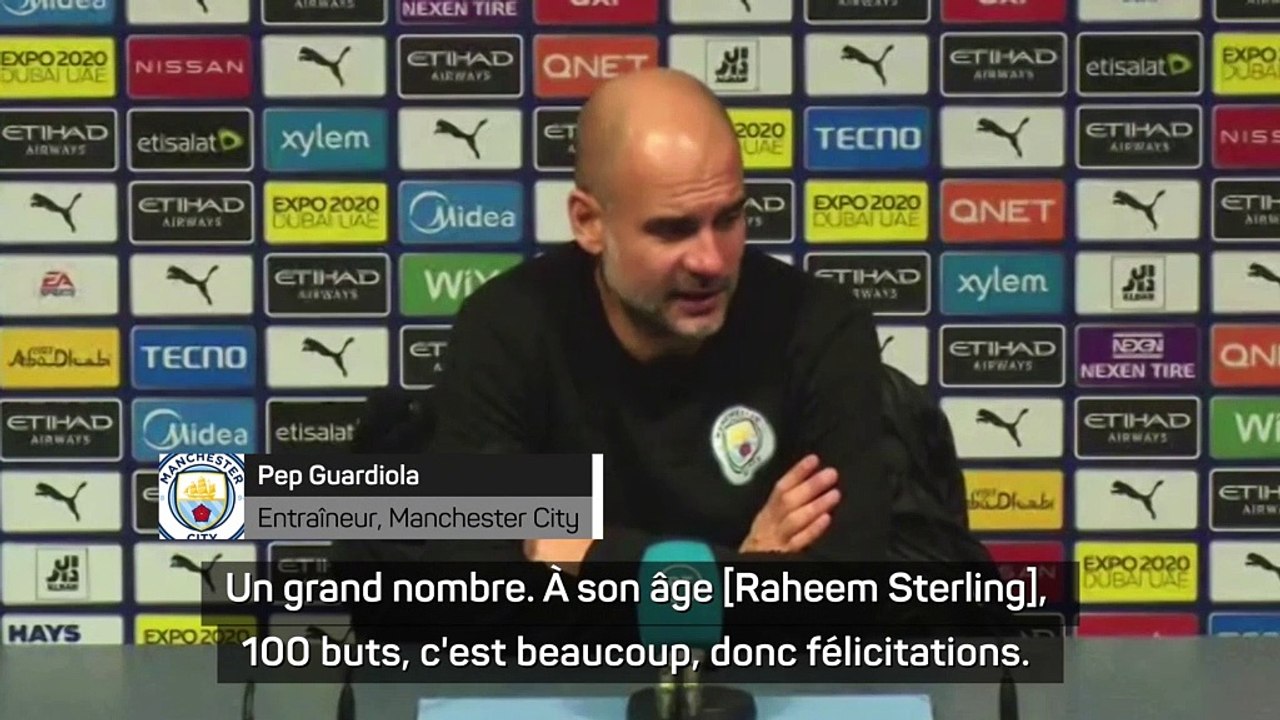 16e j. - Guardiola felicite Sterling pour son 100eme but en PL et Ederson pour son 100eme clean sheet