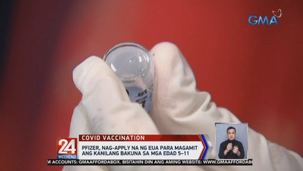 Pfizer, nag-apply na ng eua para magamit ang kanilang bakuna sa mga edad 5–11  | 24 Oras Weekend