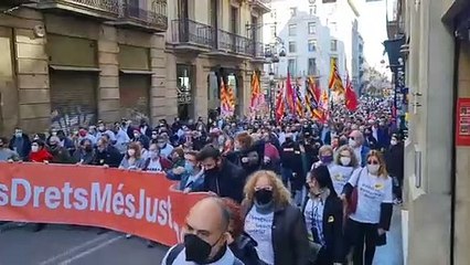 Protesta para reclamar en Barcelona para derechos y justicia social
