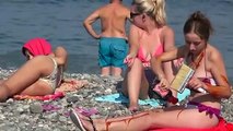 CRAZY GIRL ON THE BEACH PRANK   Milk tomato mayonnaise   Best of Just For Laughs