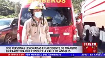 Dos motociclistas resultan gravemente heridos en accidente vial en carretera a Valle de Ángeles
