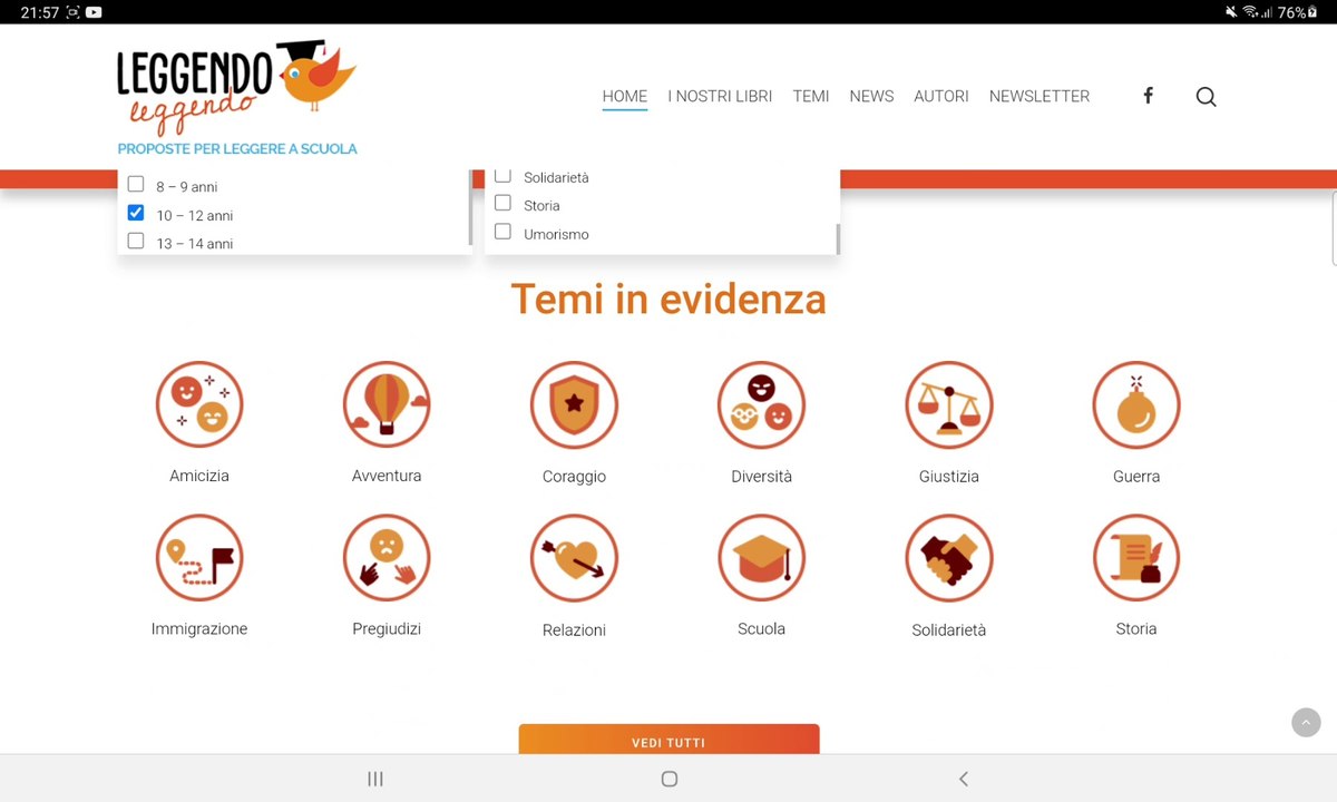 Libri suddivisi per età e/o tema con schede didattiche