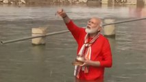 Watch: PM Modi offers prayers, takes ‘dubki’ in Ganga river