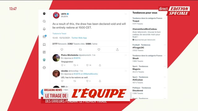 Un nouveau tirage au sort des huitièmes de finale aura lieu à 15 heures - Foot - C1