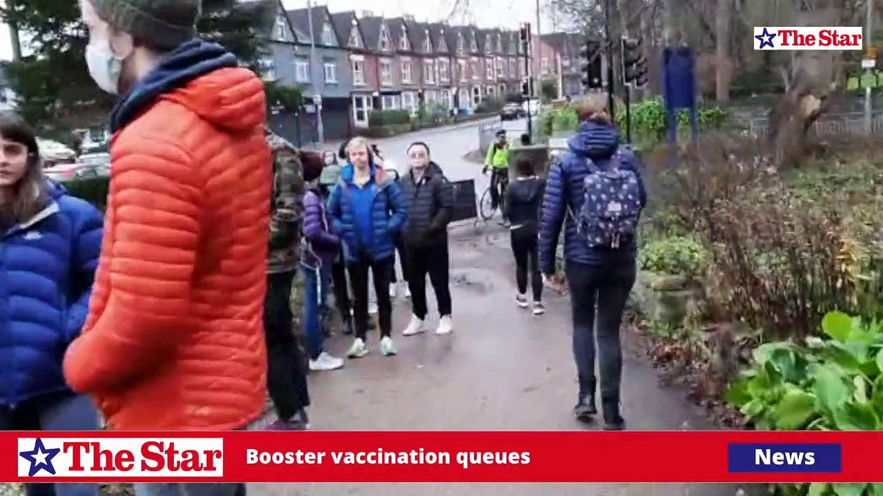 Booster vaccination queues at St Peter & St Oswald's Church on Abbeydale Road