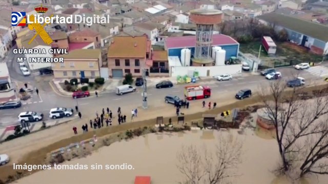 Así se ve la crecida del Ebro a su paso por la localidad de Pradilla de Ebro