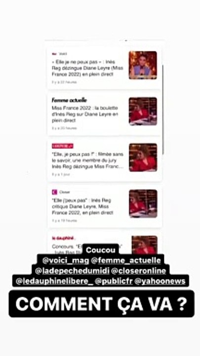 Ines Reg fait l'objet d'une rumeur concernant une remarque qu'elle aurait tenue à l'encontre d'une candidate du concours Miss France 2022.