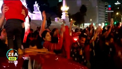 Aficionados del Atlas festejan en el Ángel de la Independencia