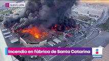 Incendio consume fábrica en Santa Catarina, Nuevo León