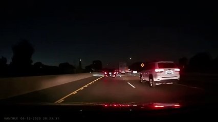 Hit Car Collides with Truck