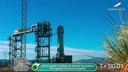 Preocupante emissão de dióxido de carbono de foguetes turísticos é grande