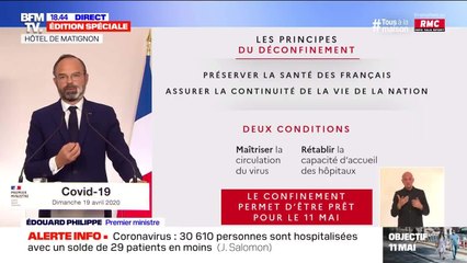 VOICI Edouard Philippe : les deux principes et conditions nécessaires au déconfinement.