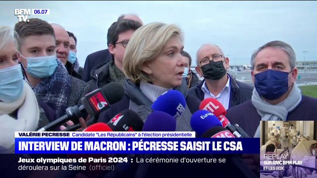 Interview d'Emmanuel Macron sur TF1: Valérie Pécresse demande au CSA de rétablir l'égalité des temps de parole