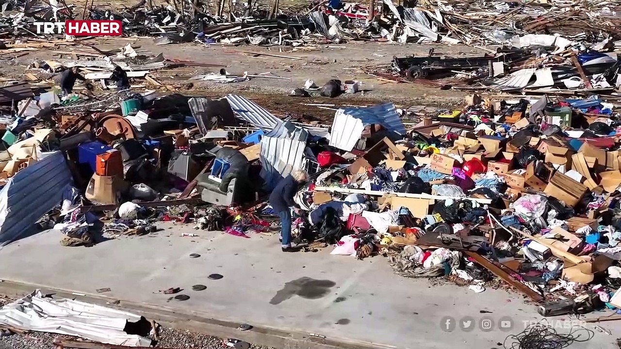 ABD'de hortumun verdiği zarar havadan görüntülendi