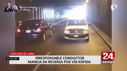 Cercado de Lima: graban a conductor manejando en retroceso por vía rápida