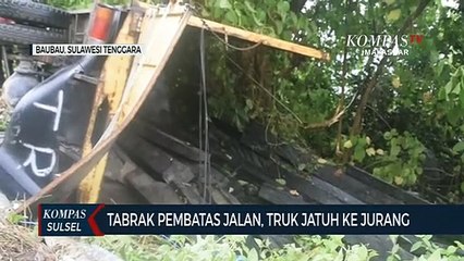 Tabrak Pembatas Jalan, Truk Jatuh Ke Jurang