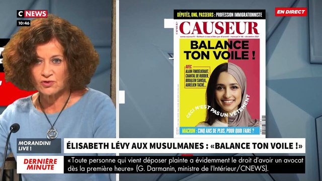 Elisabeth Lévy défend vivement dans Morandini Live la Une de son magazine demandant aux femmes musulmanes de balancer le voile - Regardez le débat en intégralité - VIDEO