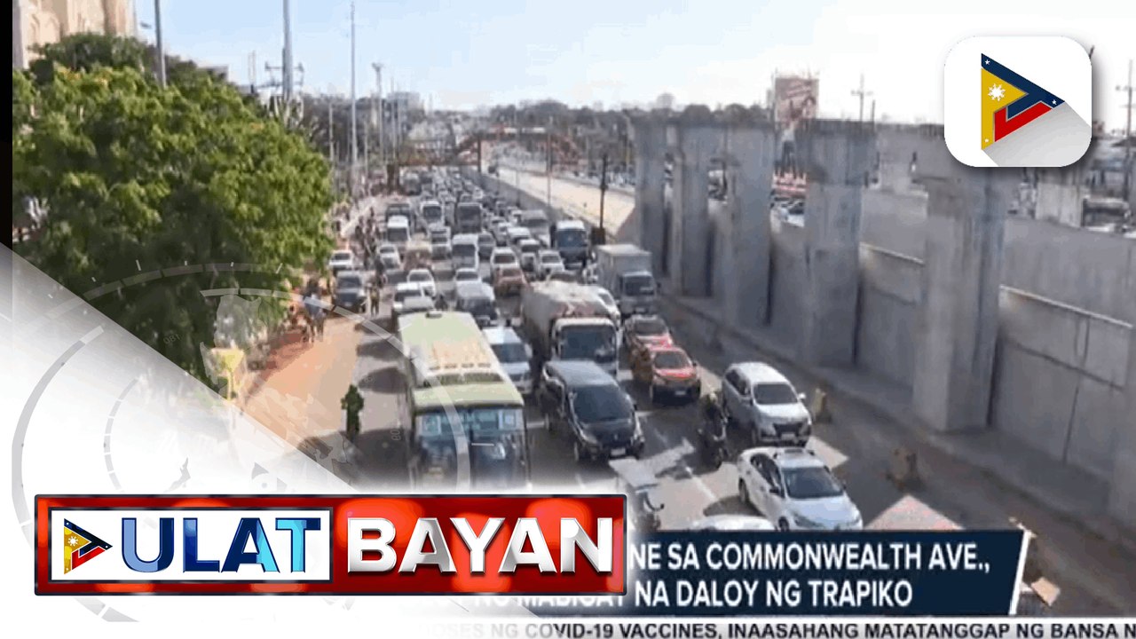 Pagsasara ng dalawang lane sa Commonwealth Ave., nagdulot ng mabigat na daloy ng trapiko; Number coding sa NCR, posibleng palawigin ng MMDA kung papayagan nang makapasok ang provincial buses sa EDSA