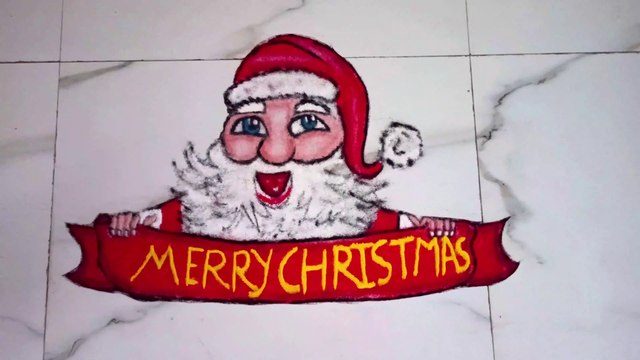 क्रिसमस डे के लिए आसान और आकर्षक रंगोली। Merry Christmas special rangoli design, Santa Claus Rangoli