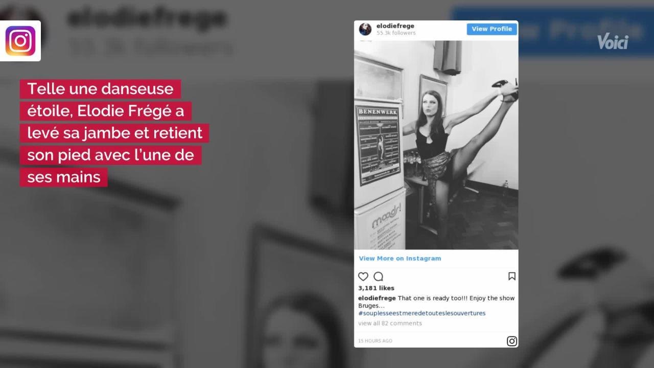 VOICI - PHOTO Elodie Frégé : en body sexy, la chanteuse montre sa souplesse