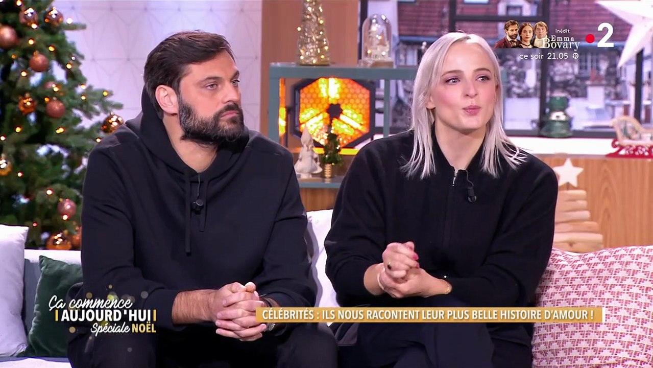 Emilie Satt et Jean-Karl Lucas (Madame Monsieur) invitée sur le plateau de l'émission "Ca commence aujourd'hui", sur France 2.