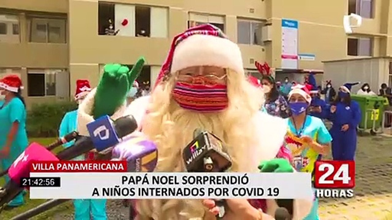 Papá Noel llegó a la Villa Panamericana para alegrar a los niños aislados por covid-19