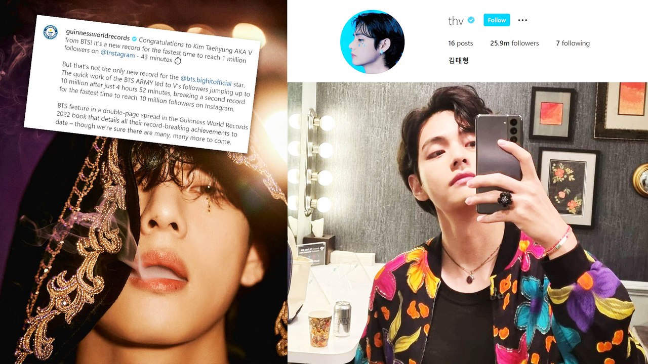 BTS' V Breaks Guinness World Records With His Instagram Follower ...