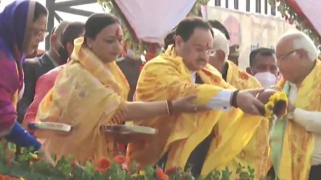 Nadda & CMs of BJP-ruled states perform arti at Saryu Ghat