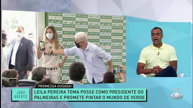 NOVA LÍDER! Leila Pereira tomou posse como presidente do Palmeiras e prometeu pintar o Mundo de verde. Torcedor, está animado para a nova Era Leila Pereira? #JogoAberto