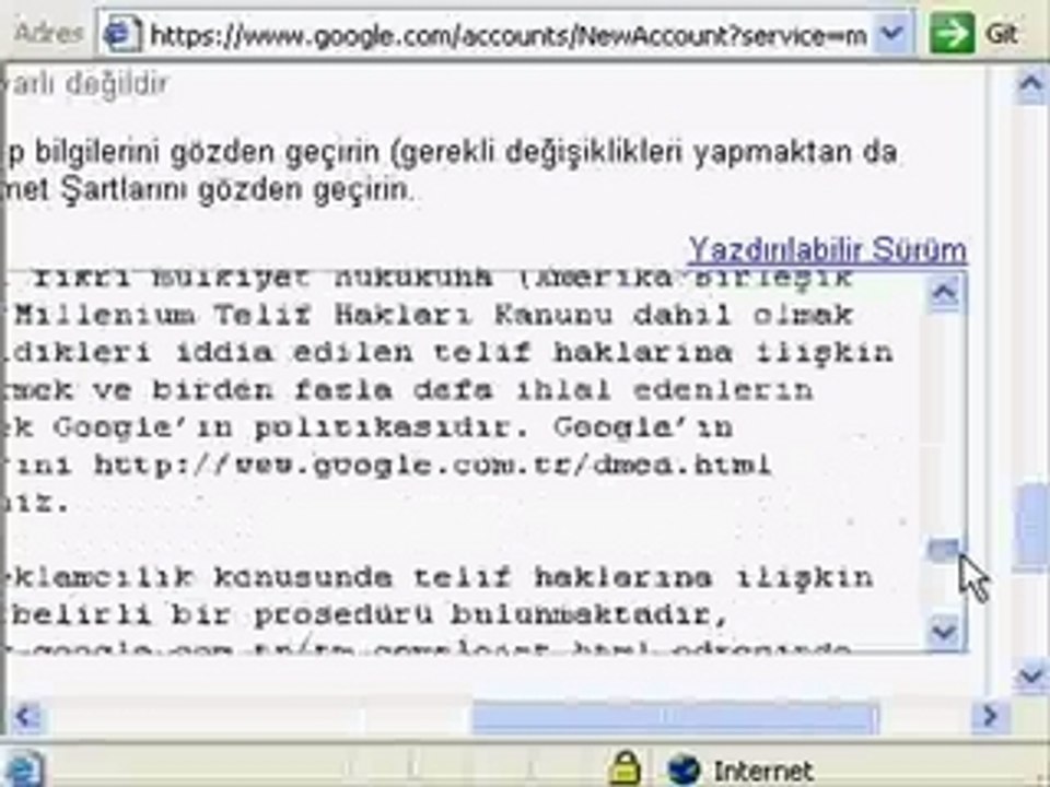Gmail'den e-posta hesabı yaratma