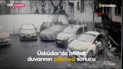 Sağanak nedeniyle istinat duvarı çöktü: O anlar kamerada