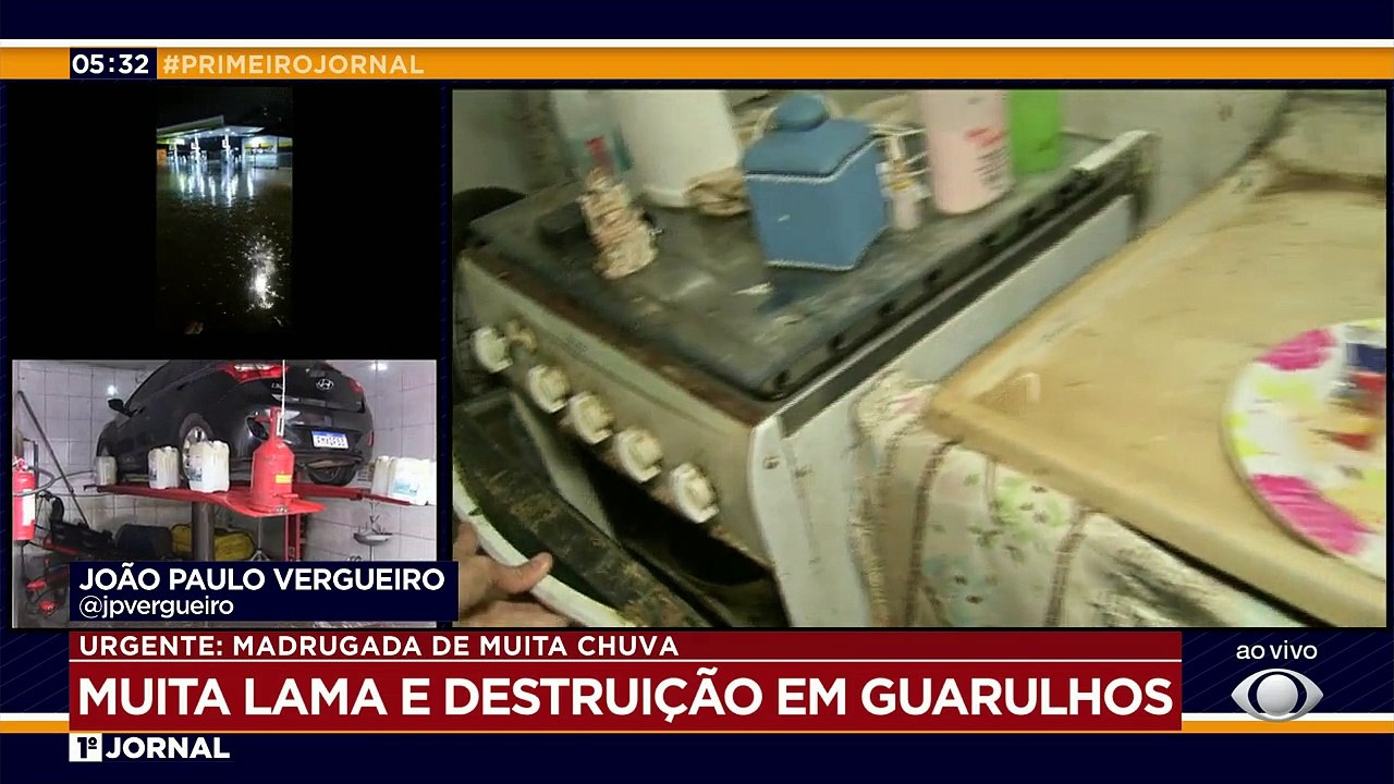 A madrugada foi de muita chuva em Guarulhos, na região metropolitana de São Paulo. As ruas amanheceram tomadas por muita lama e os moradores tiveram muitos prejuízos.