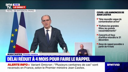 Pass vaccinal, Omicron, dose de rappel: regardez l'intervention de Jean Castex à l'issue du conseil sanitaire
