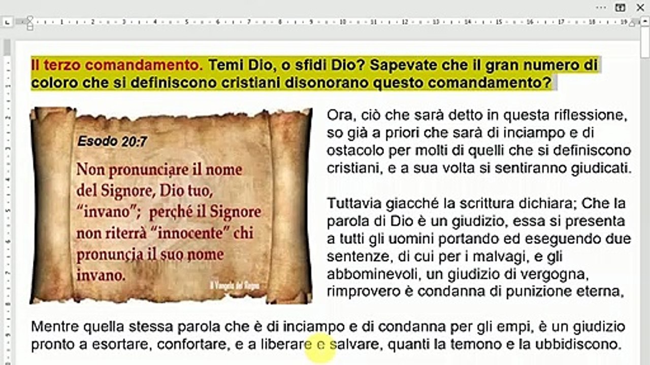 Il terzo comandamento. Temi Dio, o sfidi Dio? Sapevate che molti che si definiscono cristiani disonorano questo comandamento?
