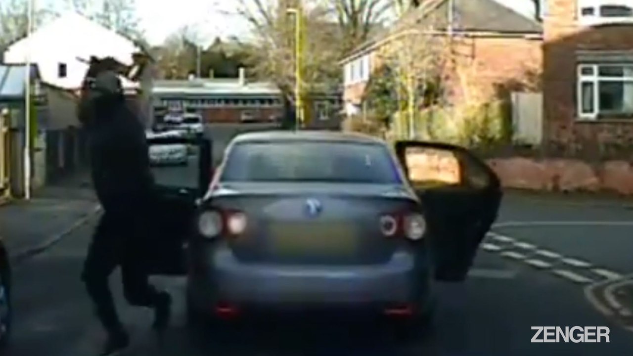 Car Crime Gang Hurled Giant Drill At Cops In Getaway.mp4