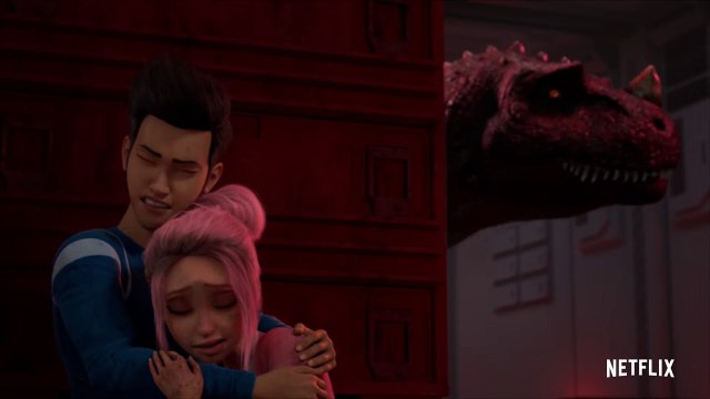 JURASSIC WORLD LA COLO DU CRÉTACÉ Saison 4 - Extrait - S'échapper du cératosaure avec des bébés dinosaures