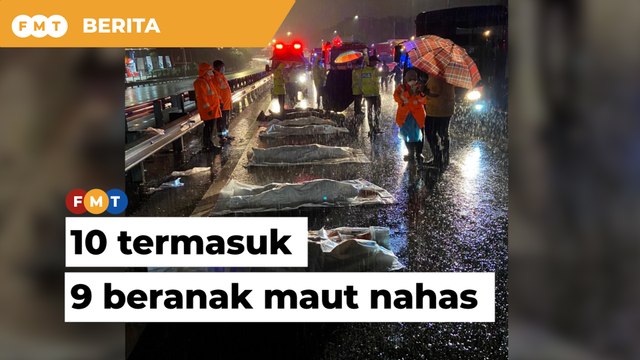 10 termasuk 9 beranak maut nahas babit 3 kereta, sebuah treler