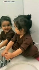 See How Cute Baby Girl Wash His Mouth, Cute Baby Girl Washing.....