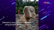 Viral! Penemuan Batu Mirip Wajah Manusia di Sungai Musi