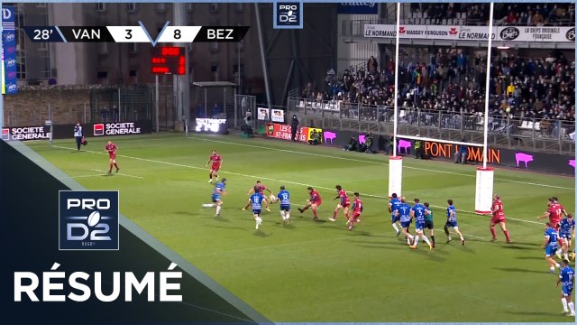 PRO D2 - Résumé RC Vannes-AS Béziers Hérault: 20-8 - J15 - Saison 2021/2022