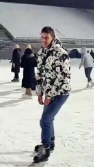 Ice Rink Slip Can’t Stop Man Showing Off